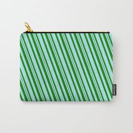 [ Thumbnail: Turquoise and Green Colored Stripes Pattern Carry-All Pouch ]