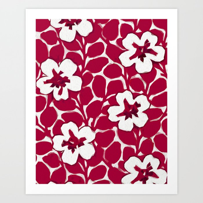 Painted Floral Red Art Print