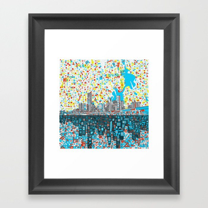 houston city skyline Framed Art Print
