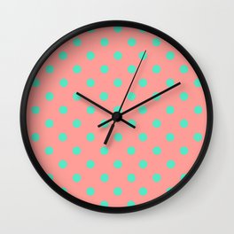 Green Dots on Pink Polka dots Classic Pattern Wall Clock