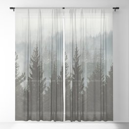 Forest Fog Mountain IV - Wanderlust Nature Photography Sheer Curtain