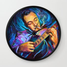 Gypsy Jazz Guitarist Django Reinhardt by Robert Phelps Wall Clock