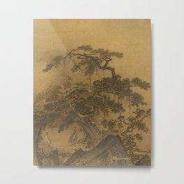Conversation in a Cave  Metal Print | Daoism, Escapist, Landscaoe, Chinese, Paradise, Painting, Rich, Fan, Asian, China 