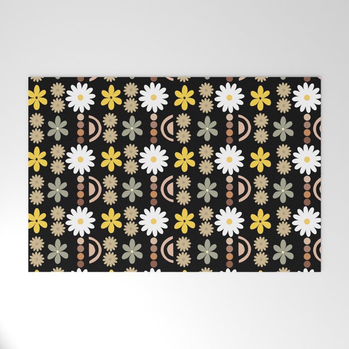 Floral Print Boho Style Pattern  Welcome Mat
