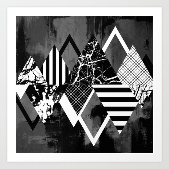 STAND OUT! In Black And White - Abstract, textured geometry! Art Print