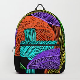 Magic Mushroom Midnight Garden Backpack | Drawing, Floral, Psychedelic, Colorful, Trippy, Garden, Digital, Forest, Very Peri, Midnight 