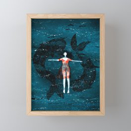 Pisces. Deep ocean. Framed Mini Art Print