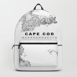 Cape Cod Map Backpack | Minimalist, Unique, Trendy, Blackandwhite, Capecod Map, Capecod Roadmap, Capecod Art, Modern, Minimal, Massachusetts Map 