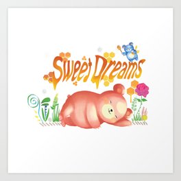 Sweet dreams teddy Art Print | Colorful, Teddybear, Animal, Fairy, Dream, Love, Teddy, Bears, Relaxing, Adorable 