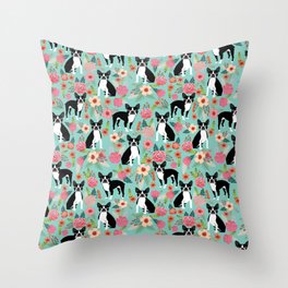 Boston Terrier floral dog breed pet art must have boston terriers gifts Throw Pillow