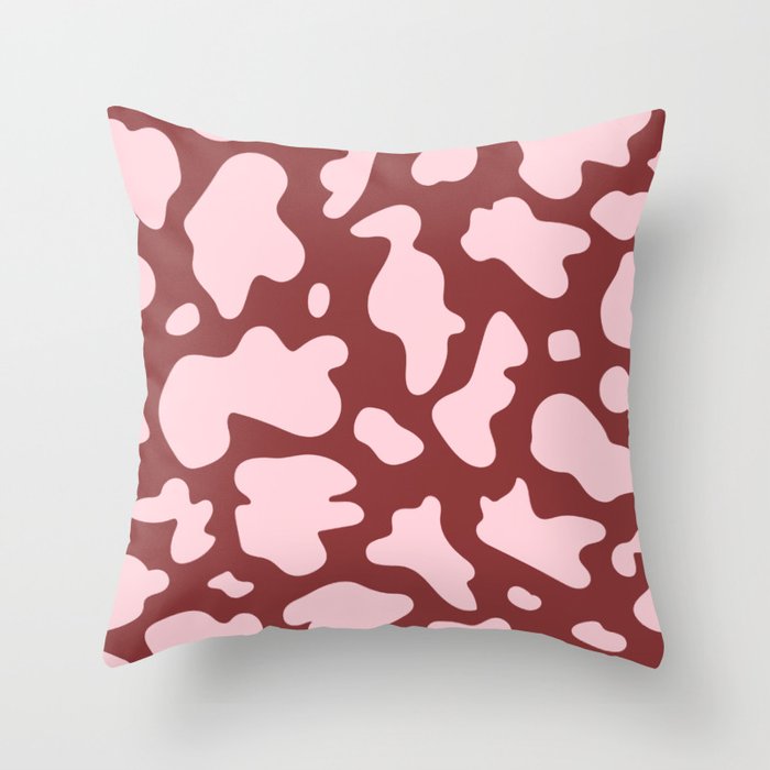 pink cow print Throw Pillow