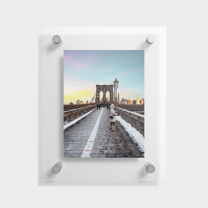 Brooklyn Bridge Sunset Floating Acrylic Print