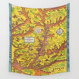 1939 Vintage Map of Zion National Park Wall Tapestry