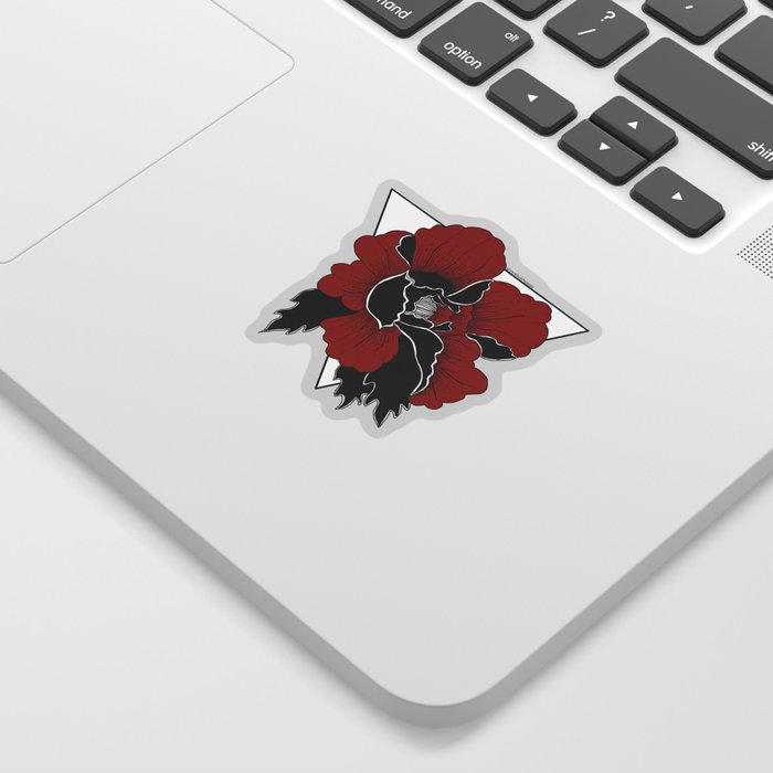 Graphic Black and Red Peony Sticker