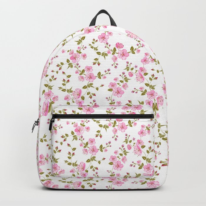 Vintage girly pink bohemian floral illustration Backpack