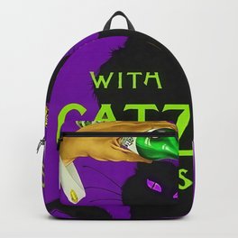 Mix Your Drinks with Catz (Cats) Bitters Aperitif Liquor Vintage Advertising Poster in purple Backpack | Vodka, Kitchen, Absinthe, Barroom, Cats, Bar, Beverages, Diningroom, Vintage, Posters 