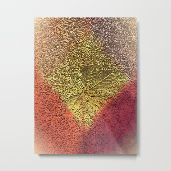 Golden leaves with purple pink and orange metallic look Metal Print