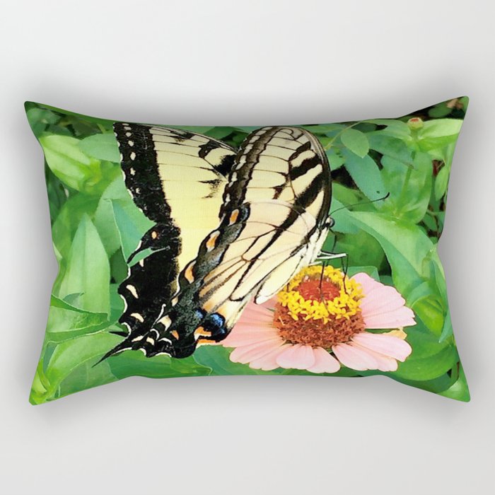 Butterfly on Zinnia 4 Rectangular Pillow