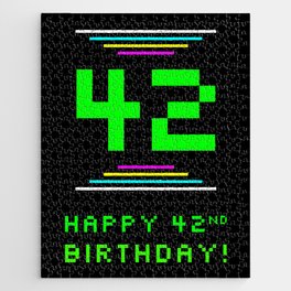 [ Thumbnail: 42nd Birthday - Nerdy Geeky Pixelated 8-Bit Computing Graphics Inspired Look Jigsaw Puzzle ]