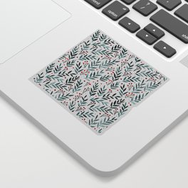 Festive watercolor branches - teal and red Sticker