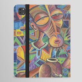 The Happy Villagers IV painting of traditional African village life iPad Folio Case