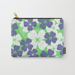 70’s Desert Flowers Periwinkle on Green Carry-All Pouch