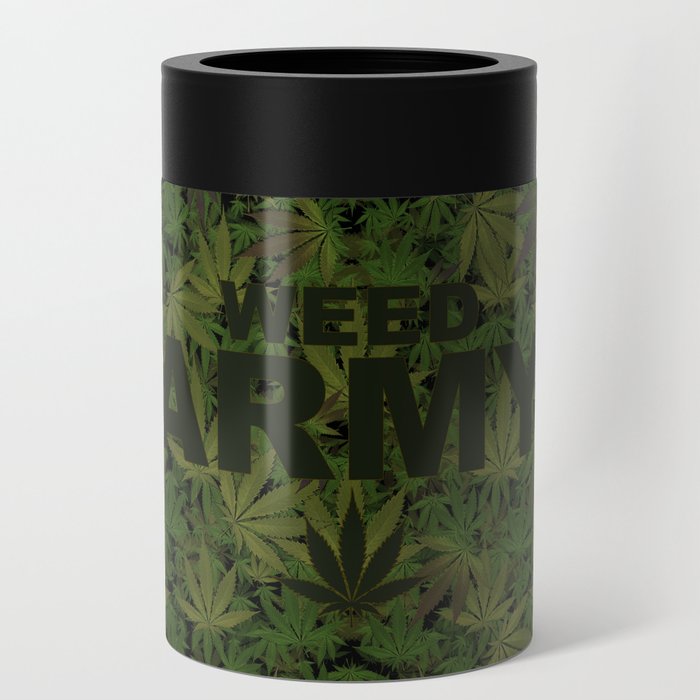 Camo Weed Army Logo. Can Cooler