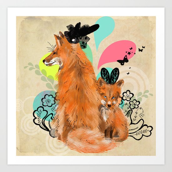 fancy foxes Art Print
