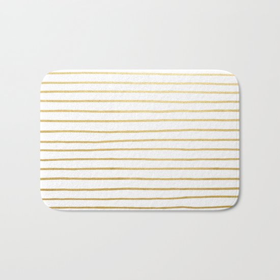 Gold Paris Stripe Pattern Bath Mat