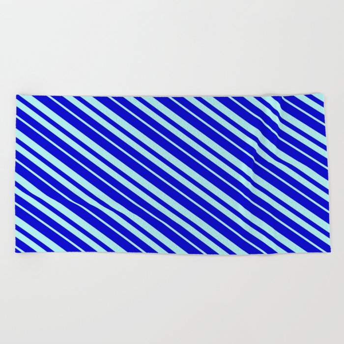 Blue & Turquoise Colored Pattern of Stripes Beach Towel