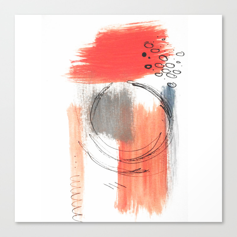 Comfort Zone A Minimalistic India Ink And Acrylic Abstract Piece In Pink Black Gray And Blue Canvas Print By Blushingbrushstudio Society6