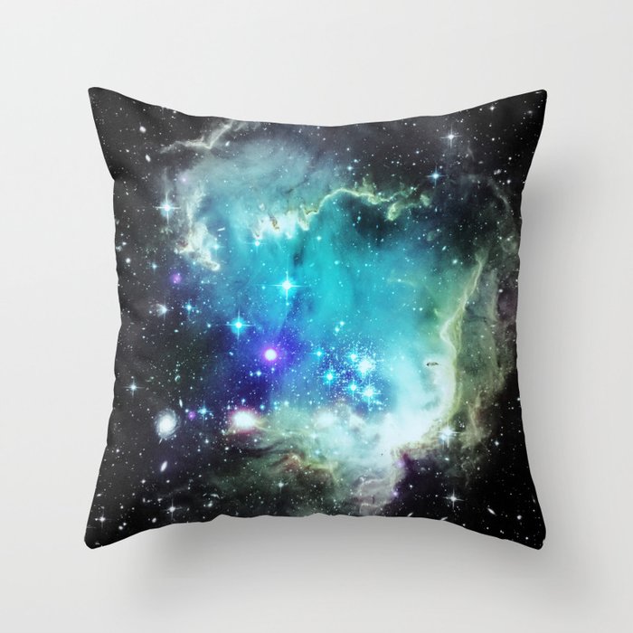galaxy Aqua Throw Pillow
