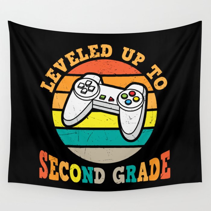 Leveled Up To Second Grade Vintage Wall Tapestry