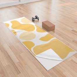 Yellow abstract shapes print Yoga Towel