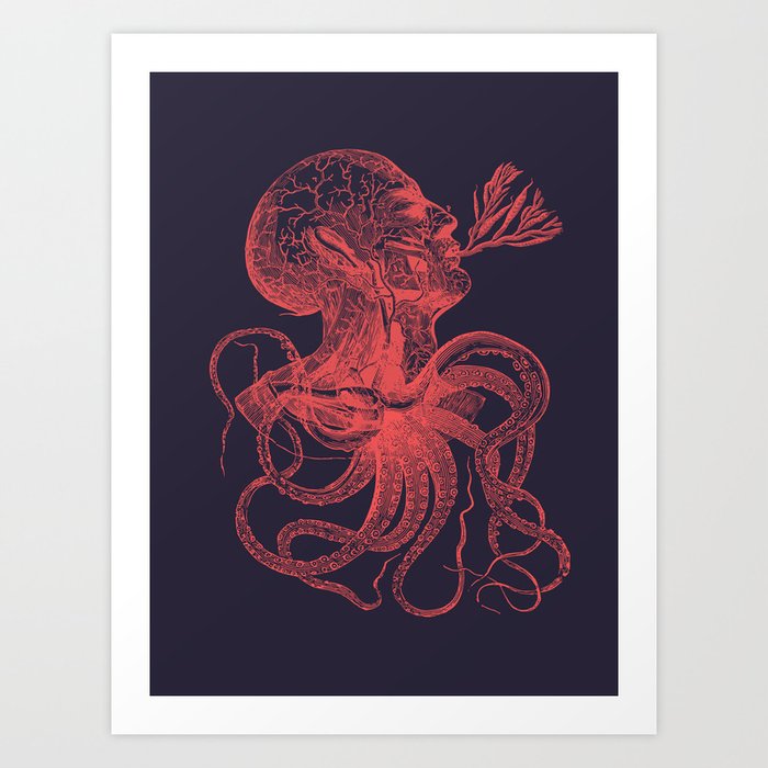 Octopussy Man under the Sea Abstract Concept Art Art Print