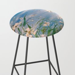 Flower field of magnificent white daffodils. Summer landscape lawn of blossoming flowers. Bar Stool