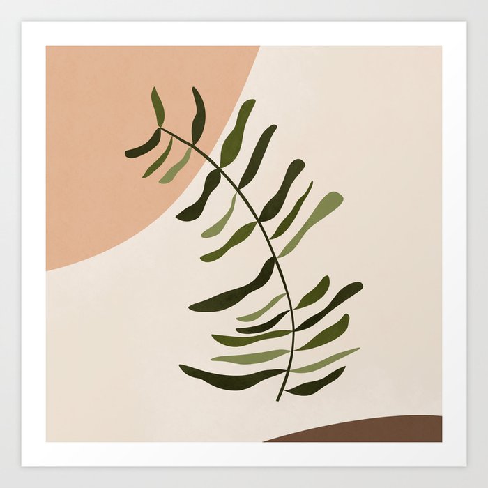 Boho Botanical Abstract Leaf 3 Art Print