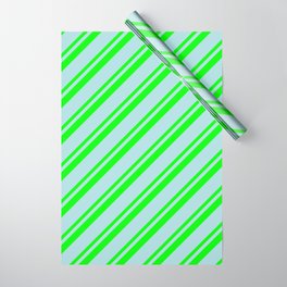 [ Thumbnail: Powder Blue and Lime Colored Stripes/Lines Pattern Wrapping Paper ]