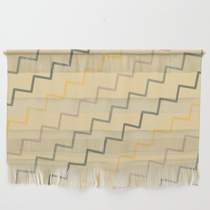 Modern Cream Zigzag Chevron Geometric Abstract Pattern Wall Hanging