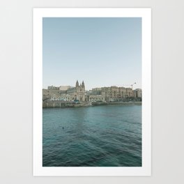 Sliema bay view Art Print | Church, Architecture, Buildings, Bay, Sliema, Sea, Maltese, Cityscape, Landscape, Sliemabay 
