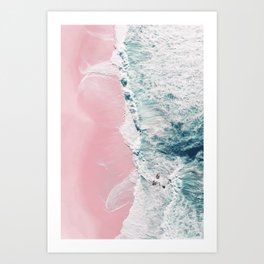 Aerial Ocean Print - Beach - Pink Sand - Wave - Original Sea of Love - Travel Photography  Art Print