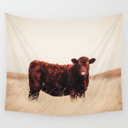 Red Angus Cow Art Wall Tapestry