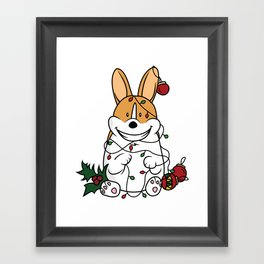 Naughty Christmas Corgi Framed Art Print