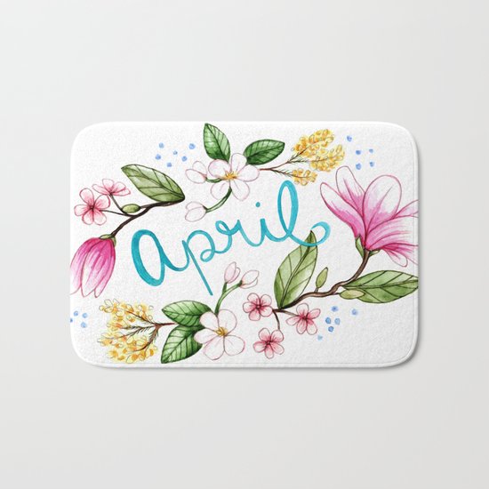 April Flowers Bath Mat