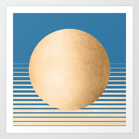 Sun Gradient - Orange Sherbet Shimmer on Saltwater Taffy Teal Art Print