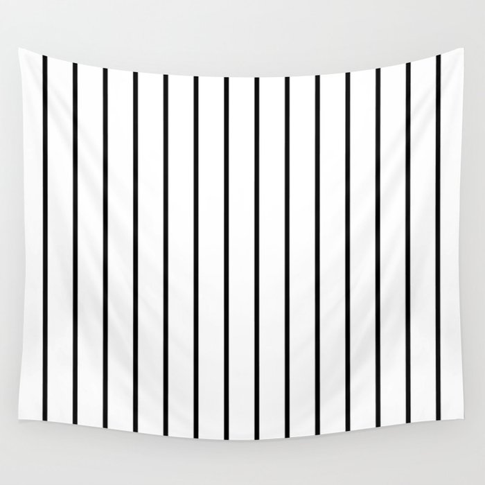 Stripes 521 Black and White Wall Tapestry