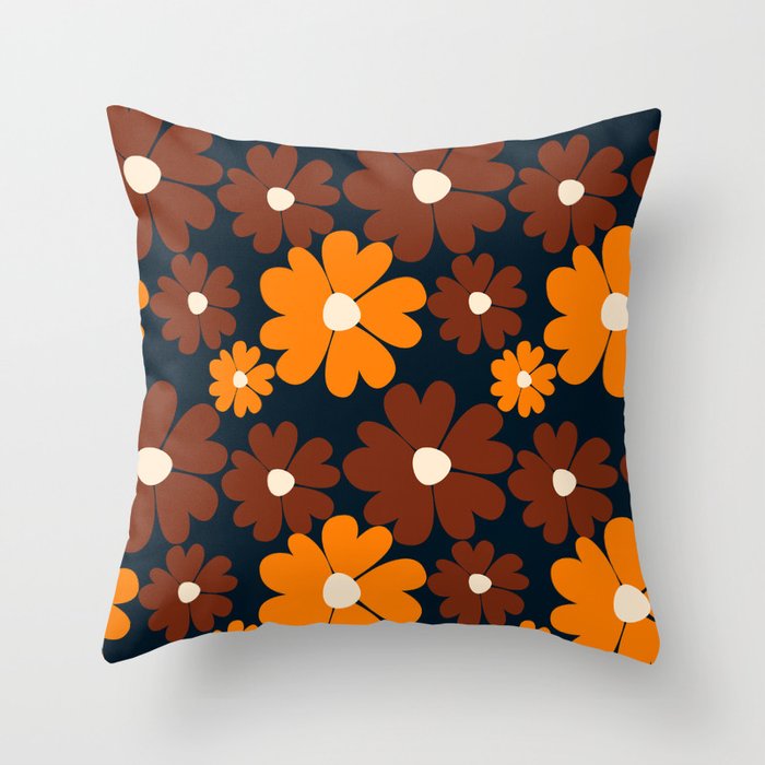 Colored flowers pattern Throw Pillow