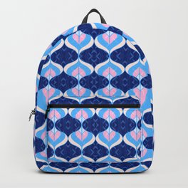 Ogee Symmetrical Geometric Illustration in Blue and Peach Backpack