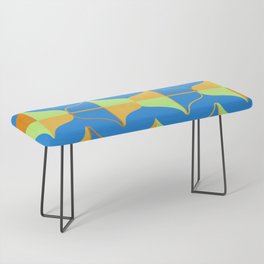 WHALE SONG Midcentury Modern Organic Shapes in Vibrant Yellow and Blue Bench