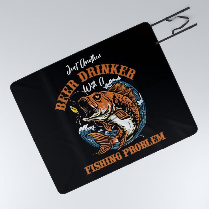 Beer Drinker With Fishing Problem Picnic Blanket